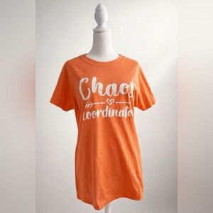 Orange "Chaos Coordinator" Graphic Tee, XL